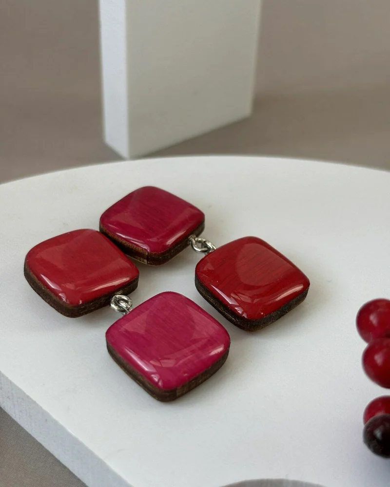 Серьги женские деревянные
