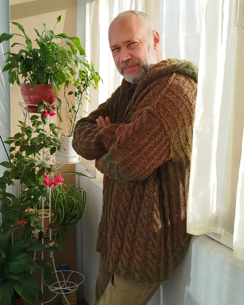 Кардиган мужской "Осенний лес" — Зелёный,размер 54