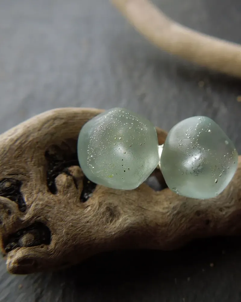 Серьги из морского стекла лэмпворк, голубой