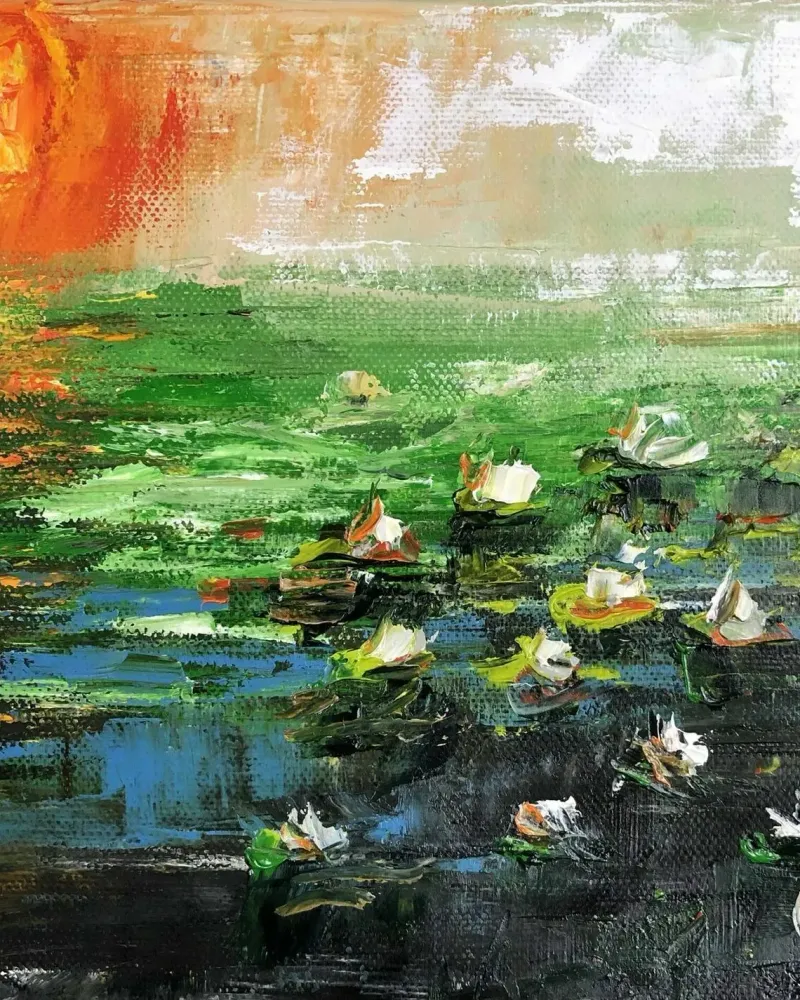 Лилии. Картина маслом 20×20 см — 20×20 см