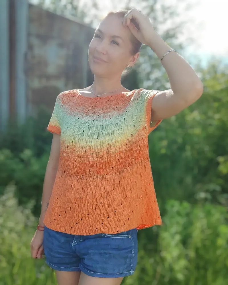 Футболка Шахматка, оранжевая — Размер S/M