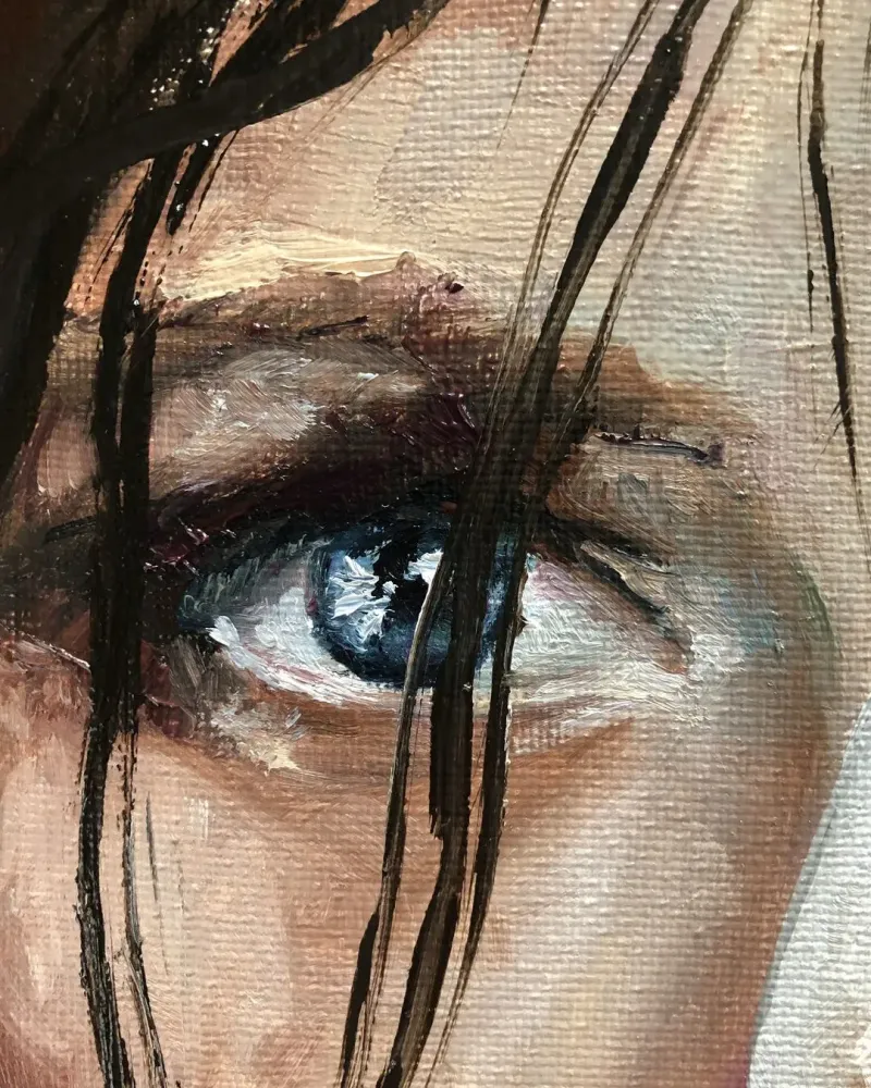 Девушка в платке. Картина маслом 20×30 см — 20×30 см