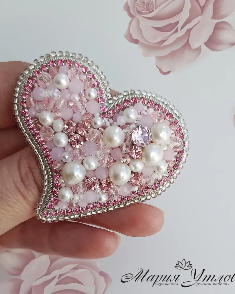 Брошь «Сердечко», розовая