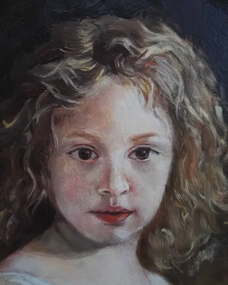 Девочка с книгой. Картина маслом 30×35 см — 30×35 см