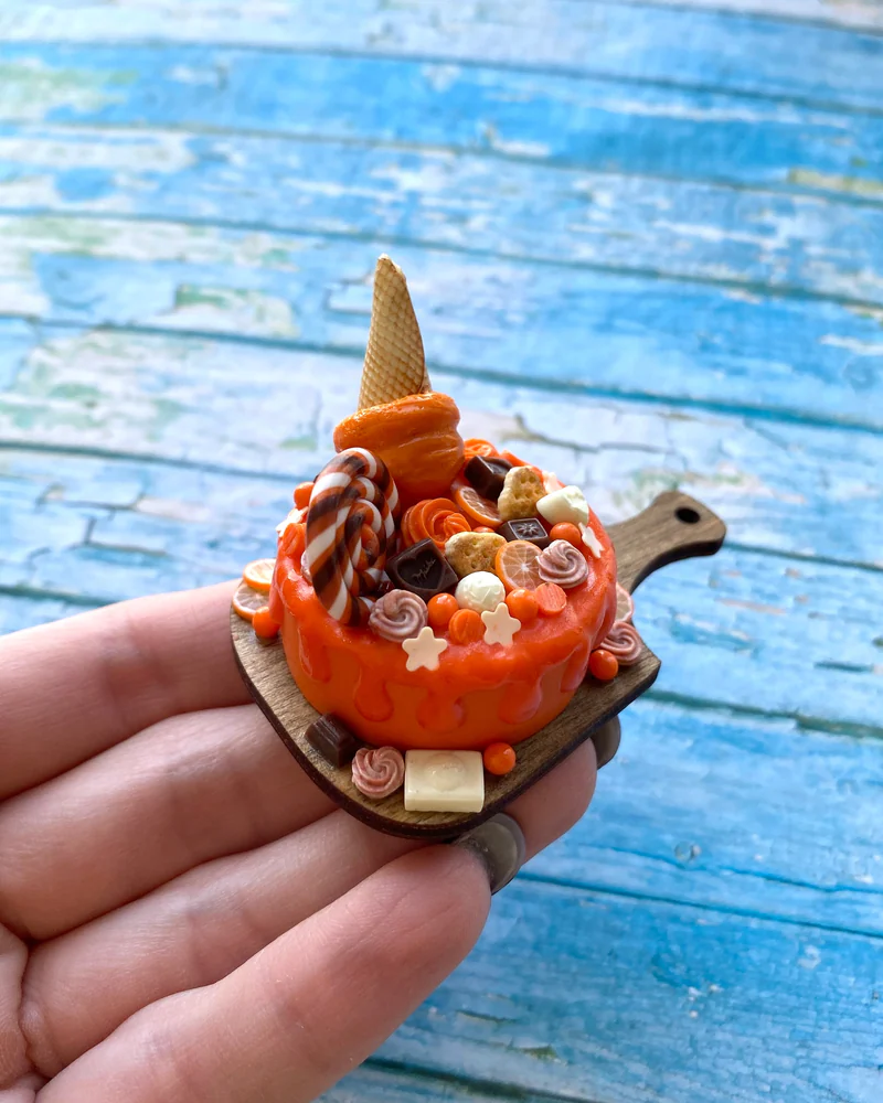 Миниатюрный торт для кукол «Апельсин🍊»