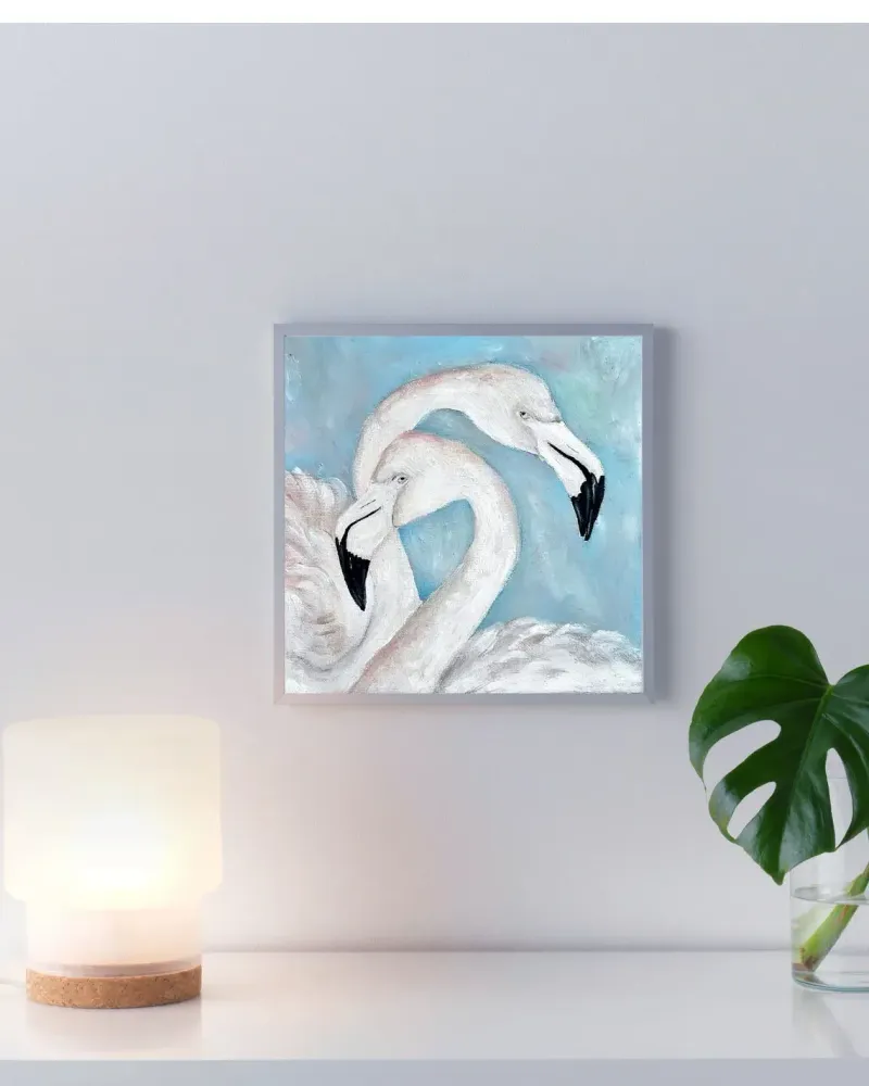 Фламинго. Картина маслом 20×20 см — 20×20 см
