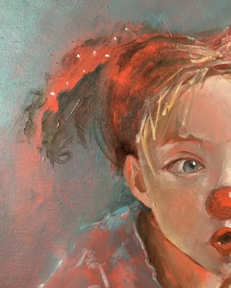 Девочка с помадой. Картина маслом 40×50 см — 40×50 см