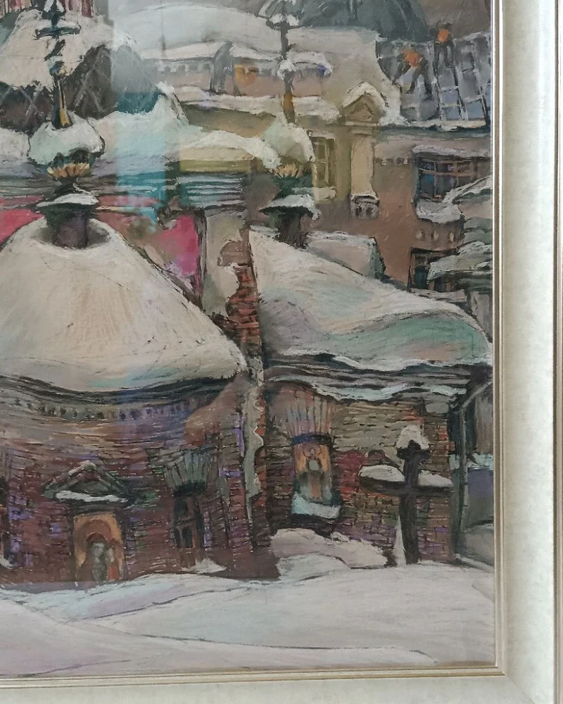 Картина сухой пастелью Церковь Николы Чудотворца Подкопаев на Рождеств