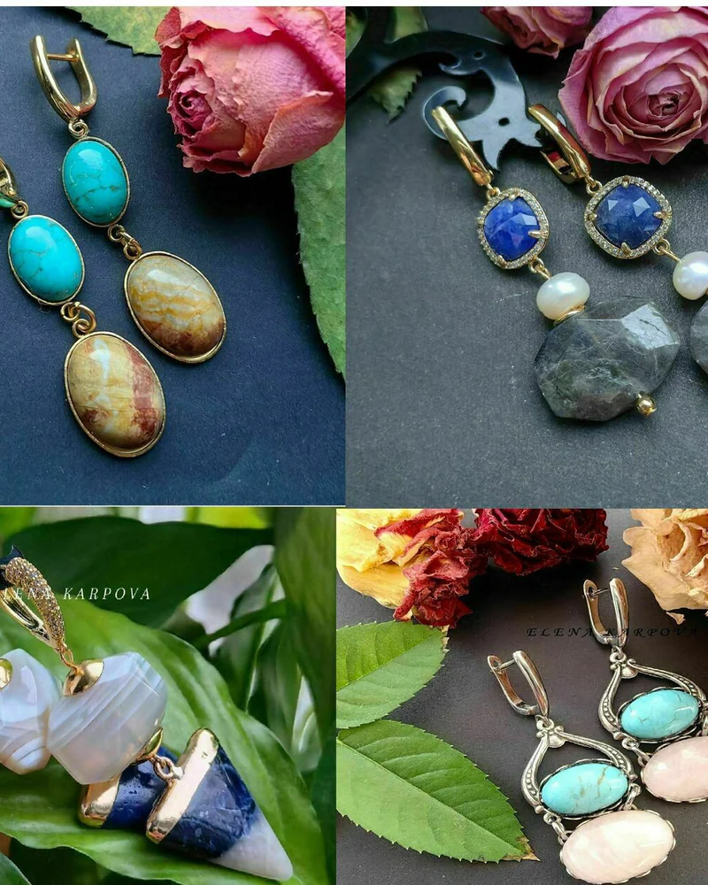 Серьги из натуральных камней