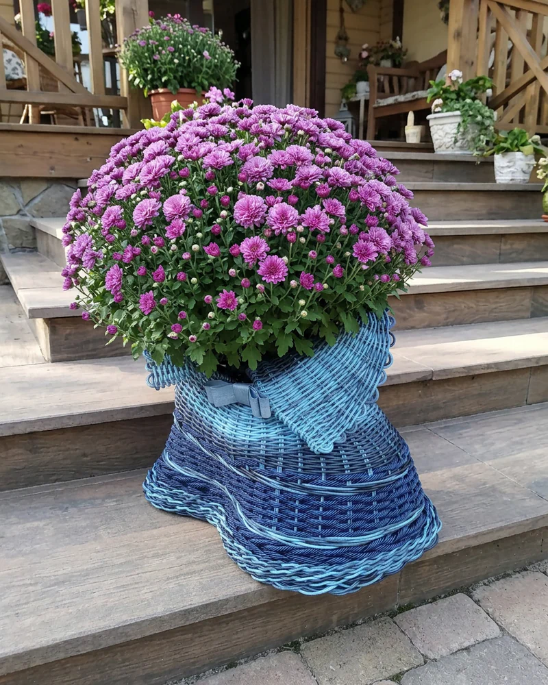 Кашпо башмак из ротанга — Башмак кашпо