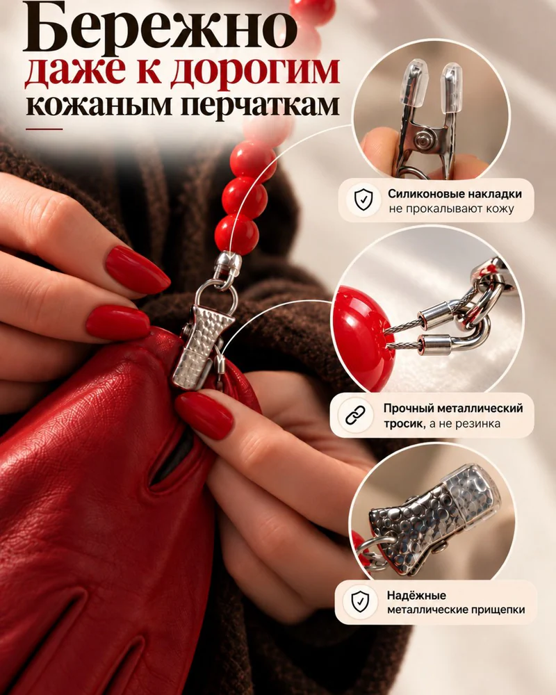 Колье Колье — Красные бусы для перчаток