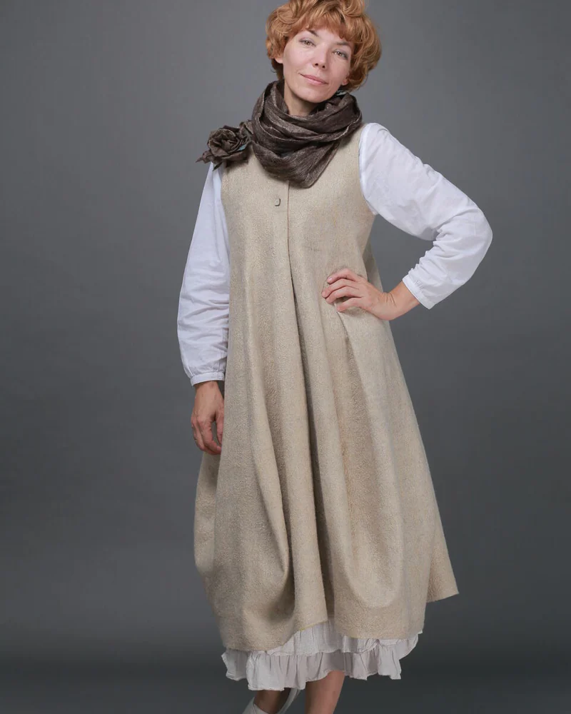 Валяное платье-сарафан "Lagenlook beige"