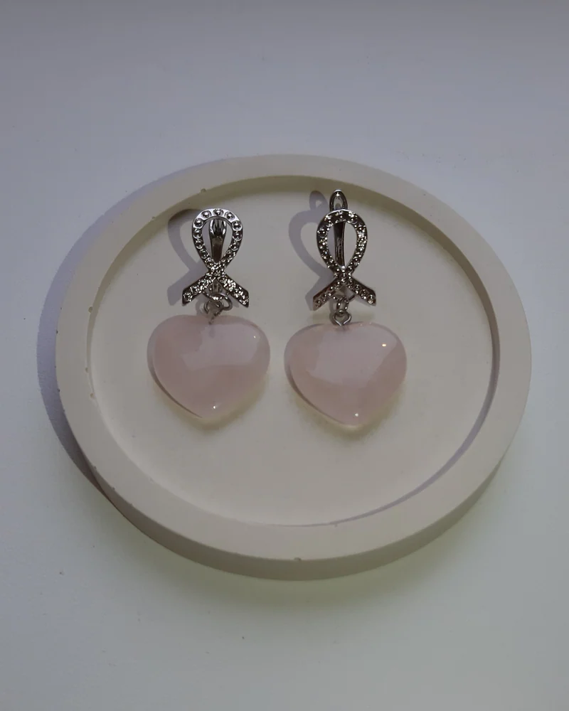 Серьги с розовым кварцем