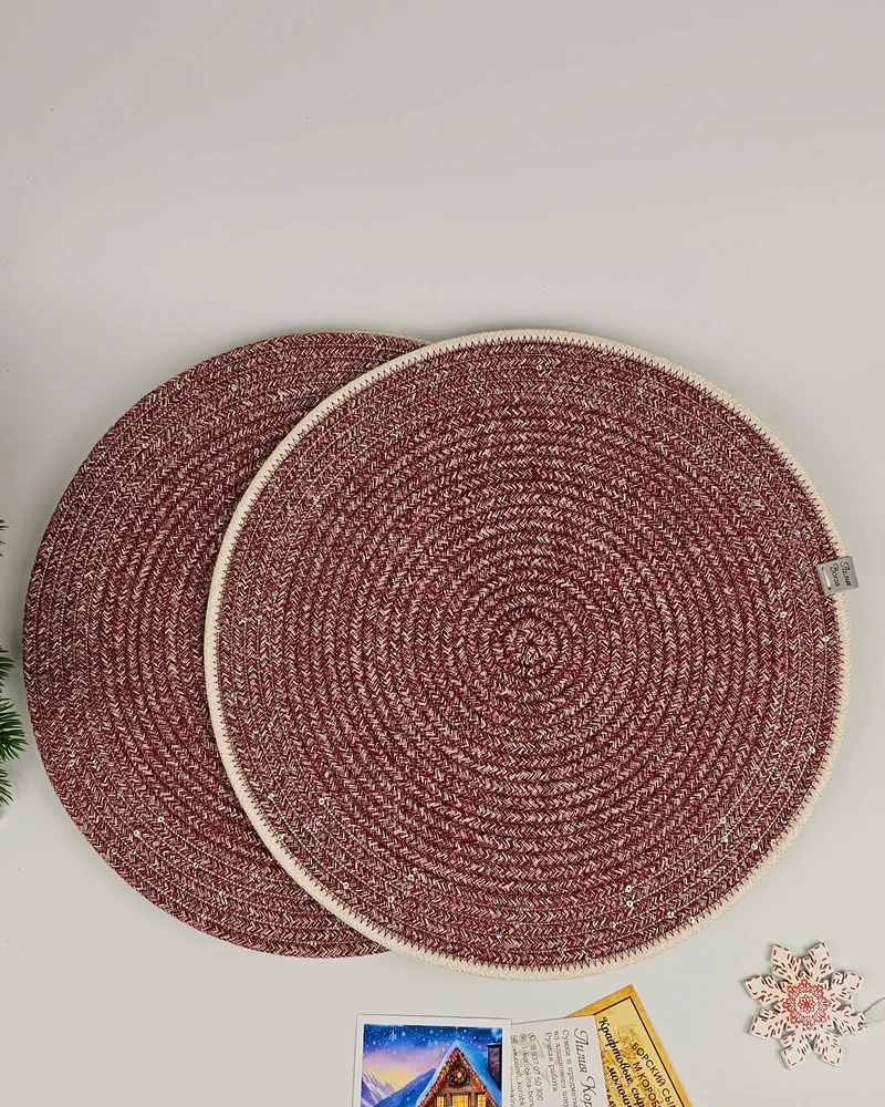 Набор салфеток d30cm 4шт+d13 4шт+корзинка d20 h10cm