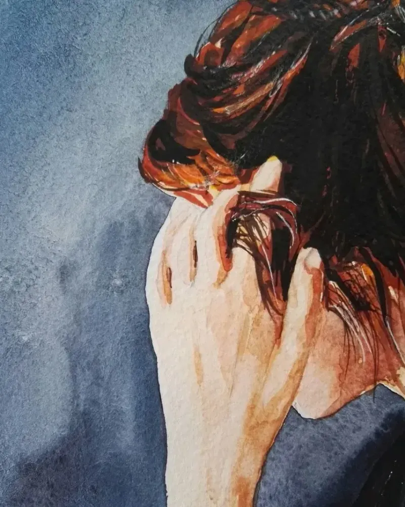 Девушка и вино. Акварель 30×30 см — 30×30 см
