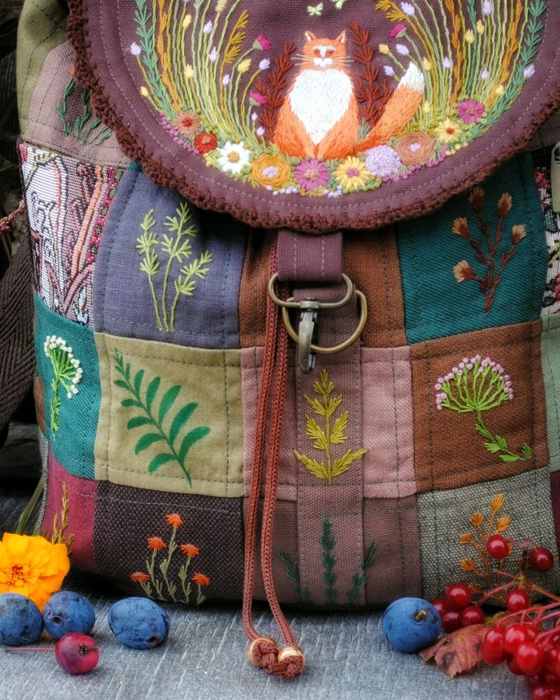Льняной рюкзак «Рыжий кот»
