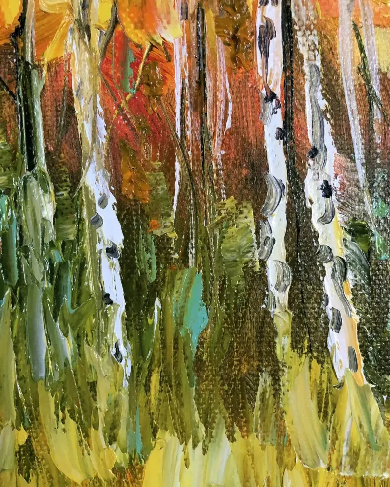 Березки. Картина маслом 20×20 см — 20×20 см