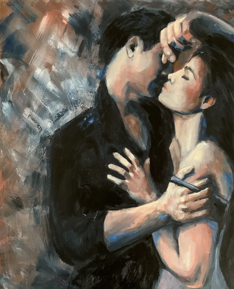 Поцелуй. Картина маслом 40×50 см — 40×50 см