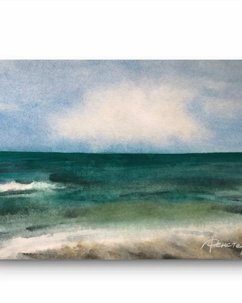 Море и облако. Морской пейзаж акварелью — 21×30 см