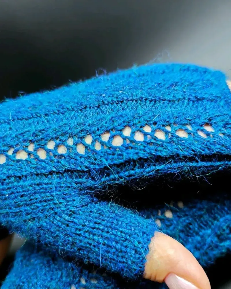 Ажурные митенки из мериноса — Синие — Синие