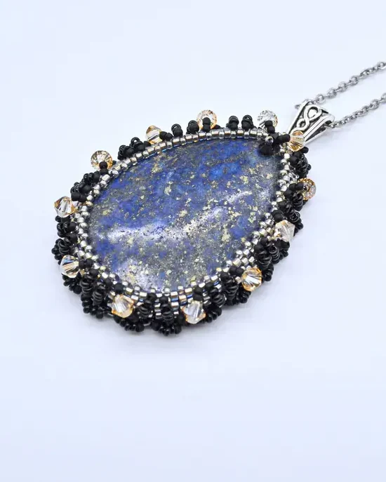 Кулон с афганским лазуритом и Swarovski