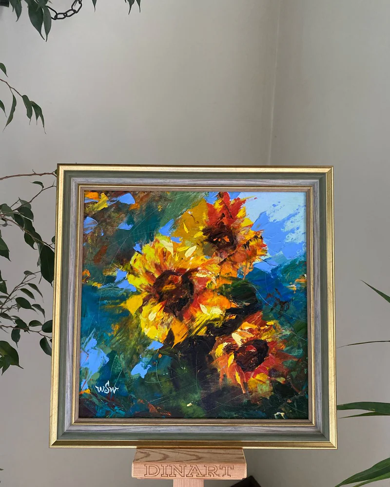 Картина маслом Подсолнухи 35×35 см — Оригинал