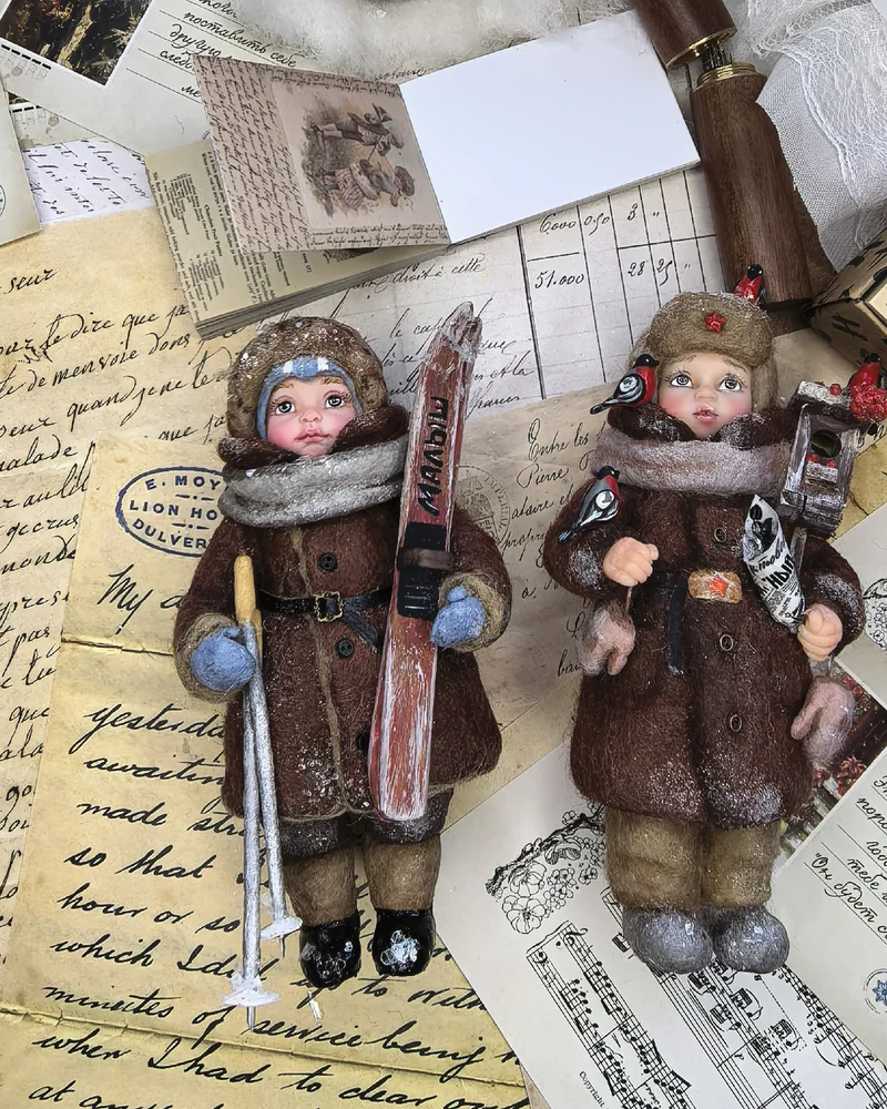 Ватная игрушка "Лыжник"