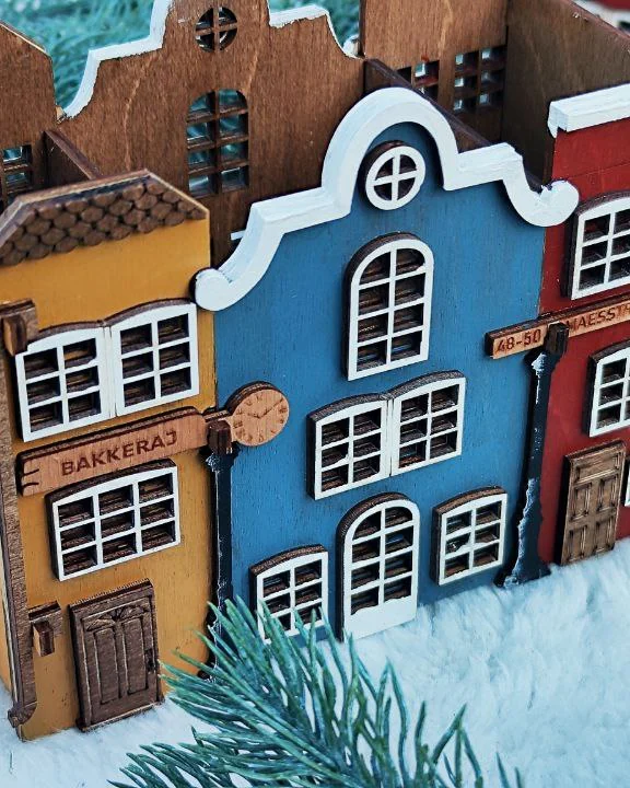 Голландский домик — настольный органайзер, малый, двусторонний декор