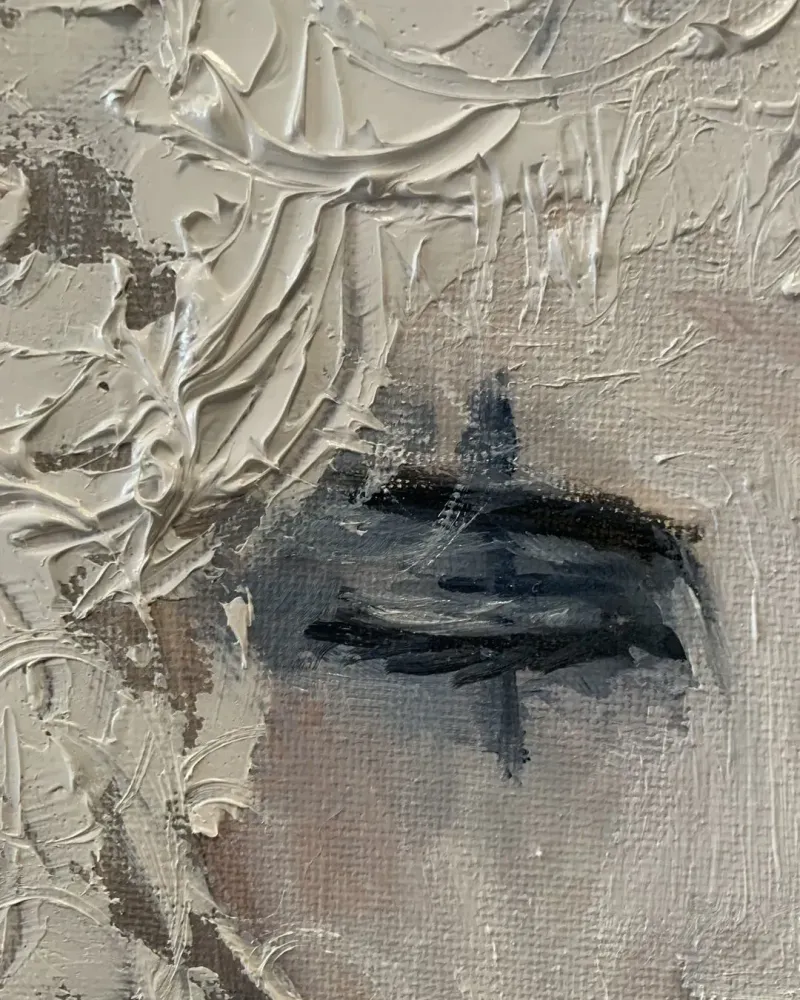 Девушка-клоун. Картина маслом 20×20 см — 20×20 см
