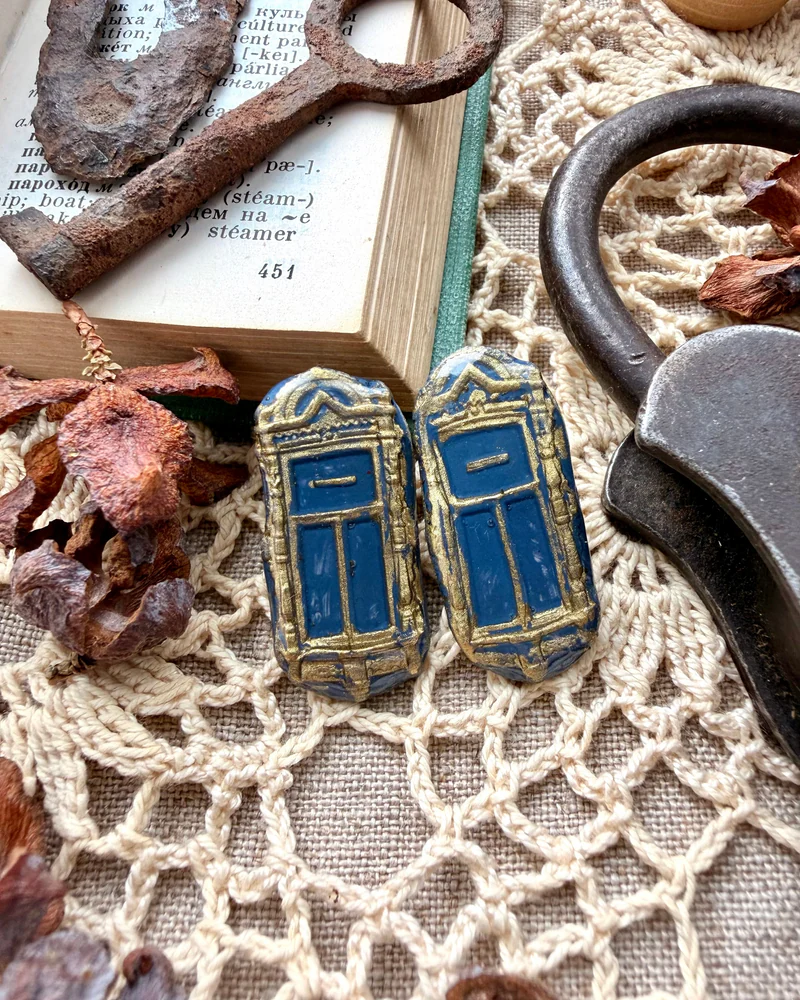 Серьги «Окошки» синие