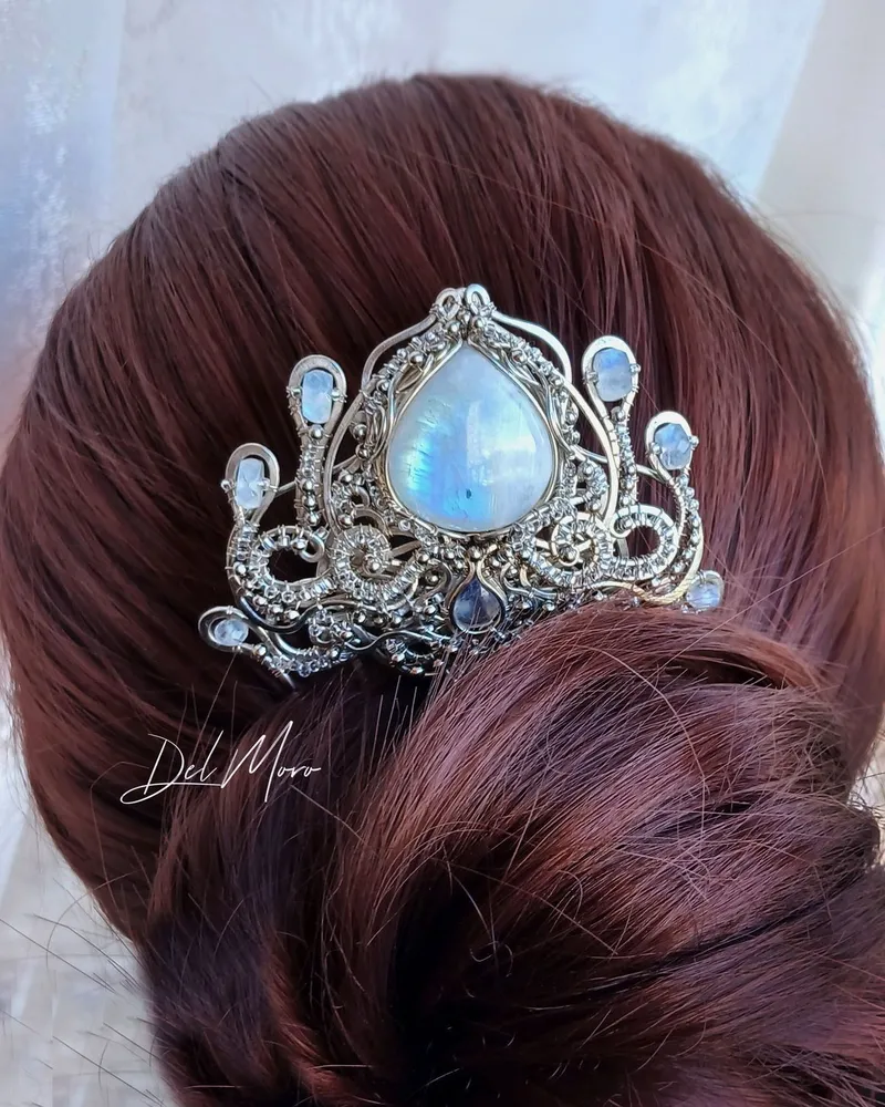 Гребень свадебный "Ice Flower" — голубой