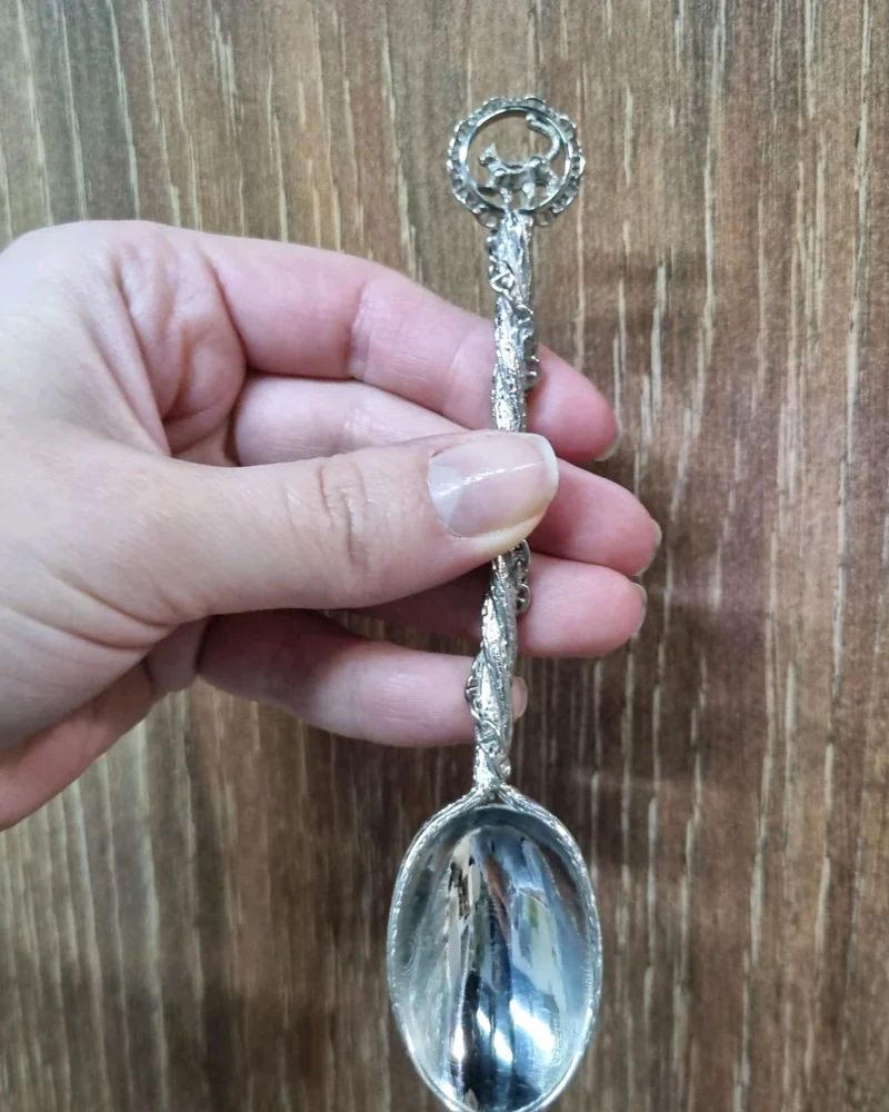 Серебряная ложечка "Кот ходит по цепи кругом на дубе том"