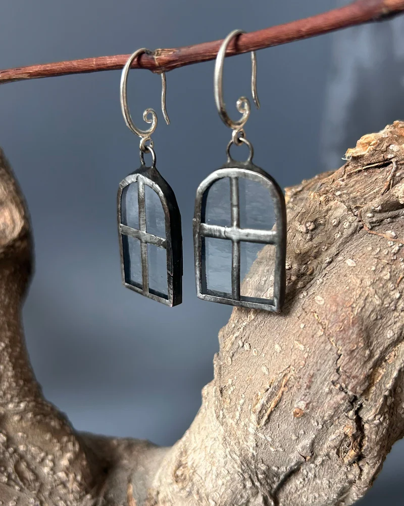 Серьги «Окна» из прозрачного стекла
