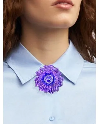 Сиреневая брошь «Цветок» с кристаллом Swarovski