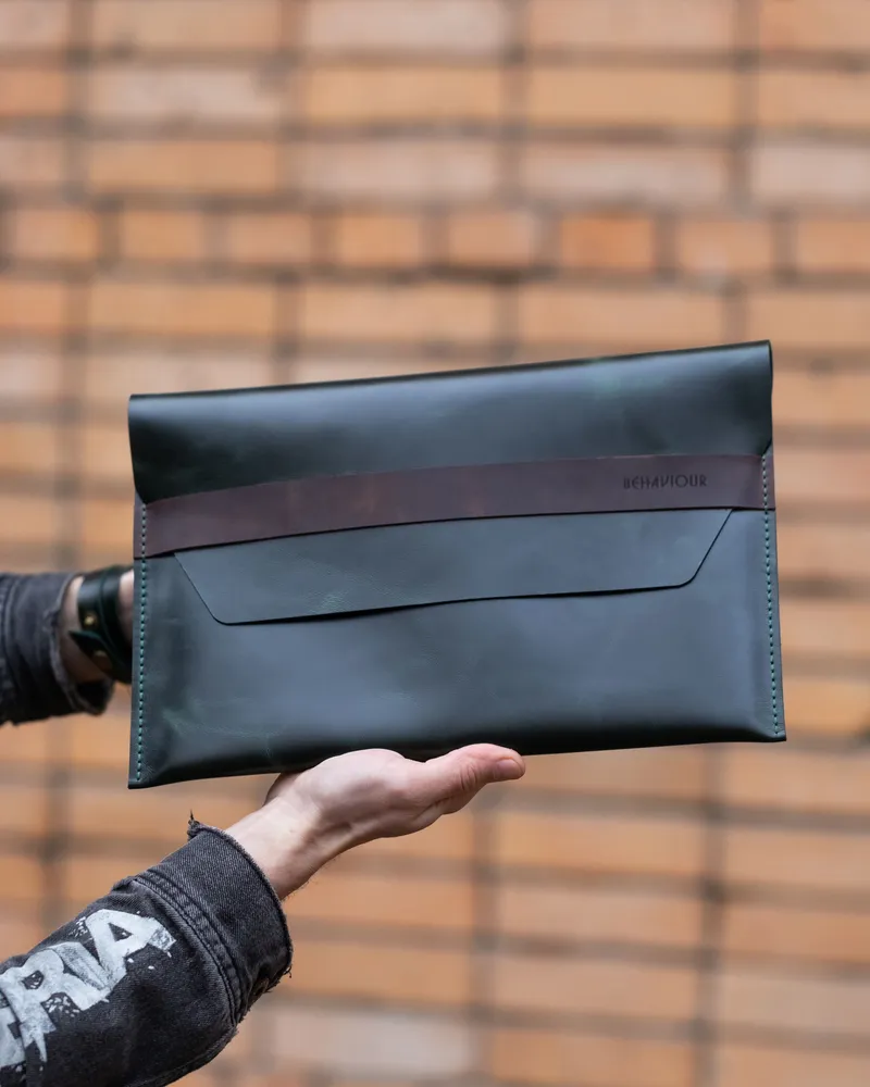 Кожаный чехол-папка для ноутбука MacBook 13 14 дюймов — Зелёный