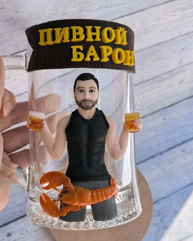 Пивная кружка с декором по фото