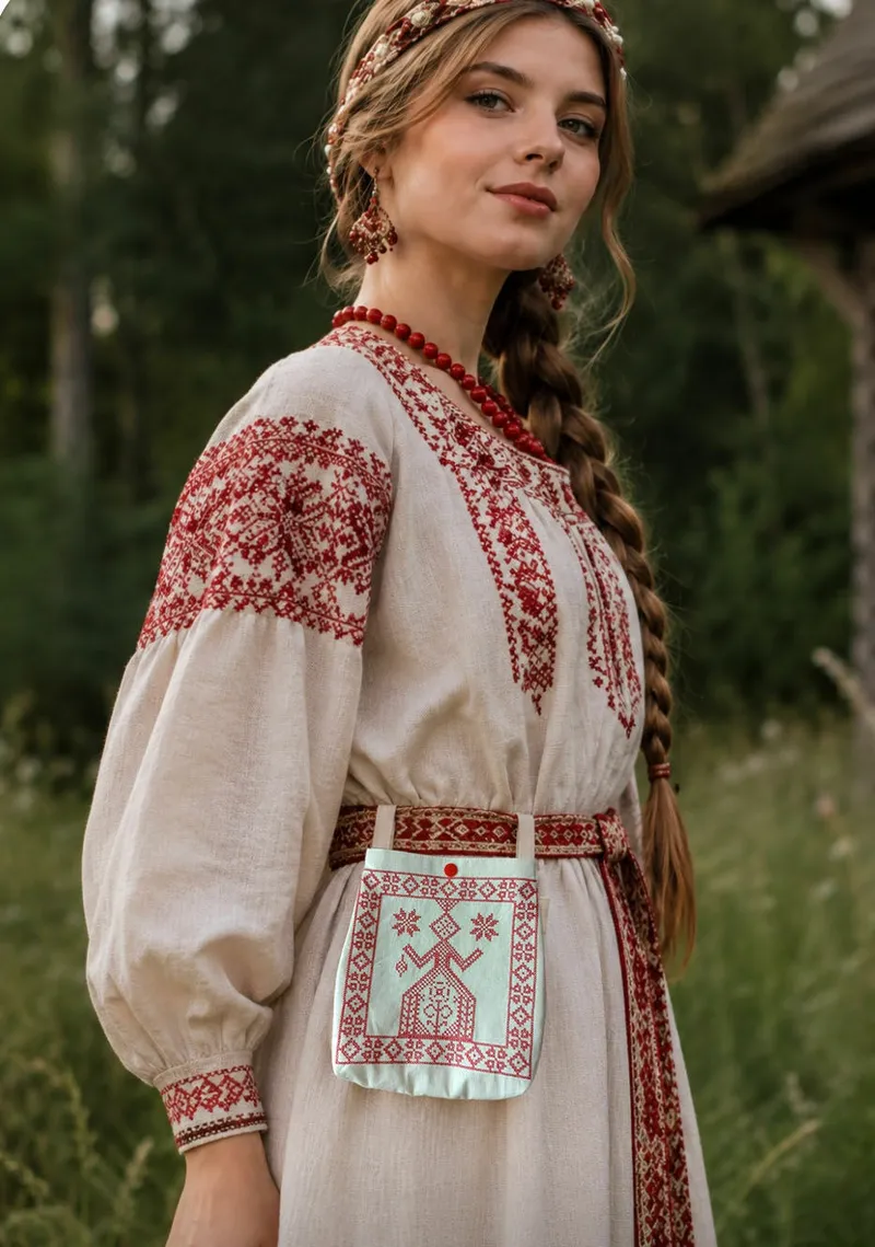 Поясная сумка «Лакомник» со славянской вышивкой
