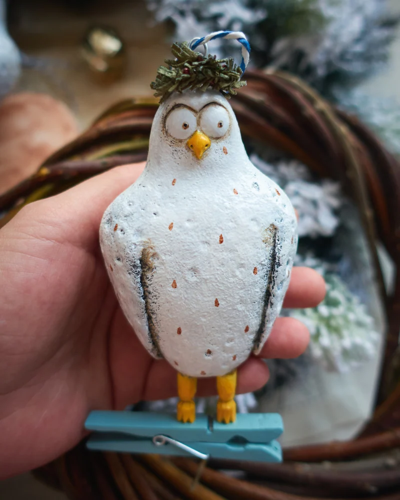 Ёлочная игрушка «Сова на прищепке»
