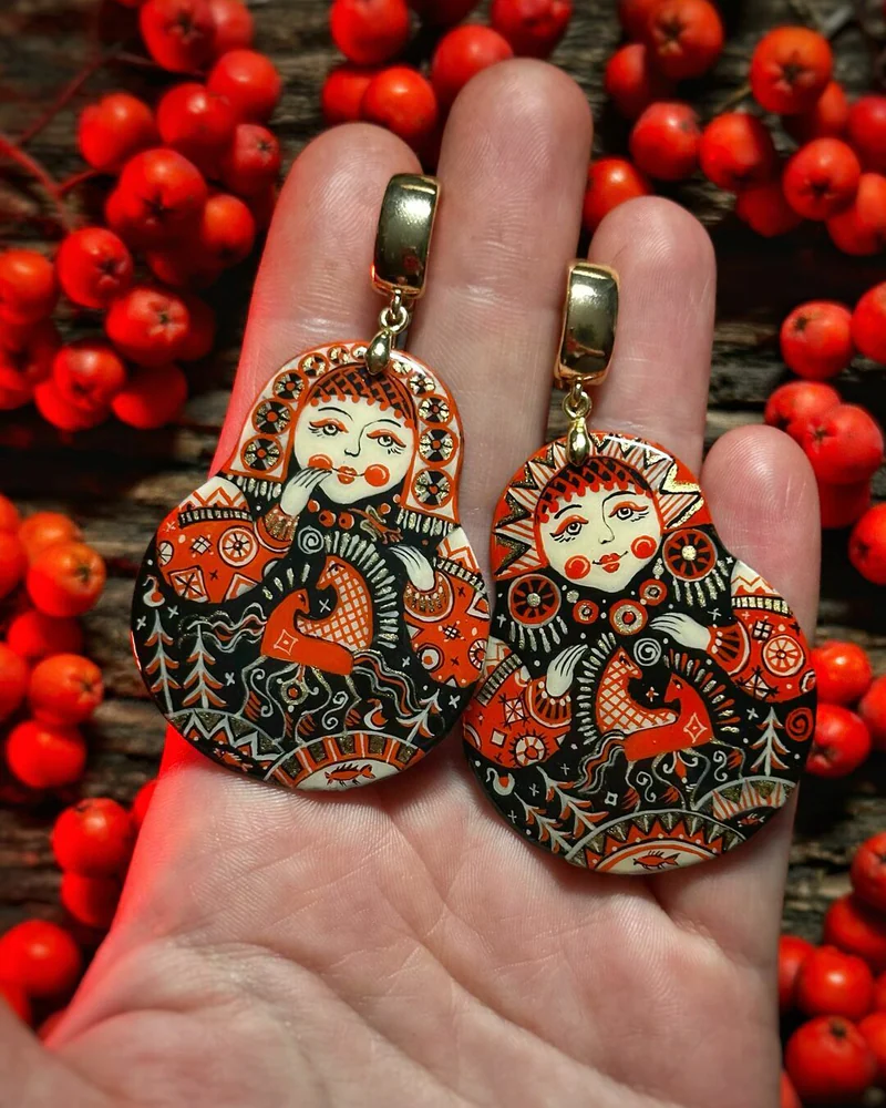 Серьги-матрешки «Любава Леса»