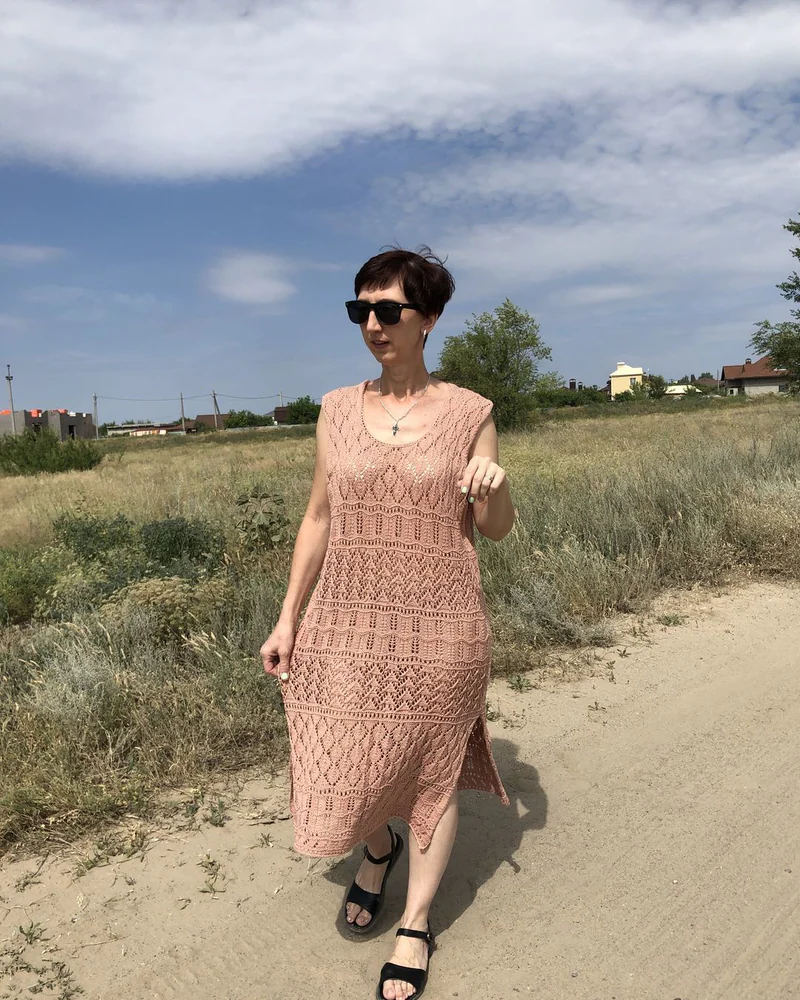 Зелёный Платье пляжное — Платье льняное