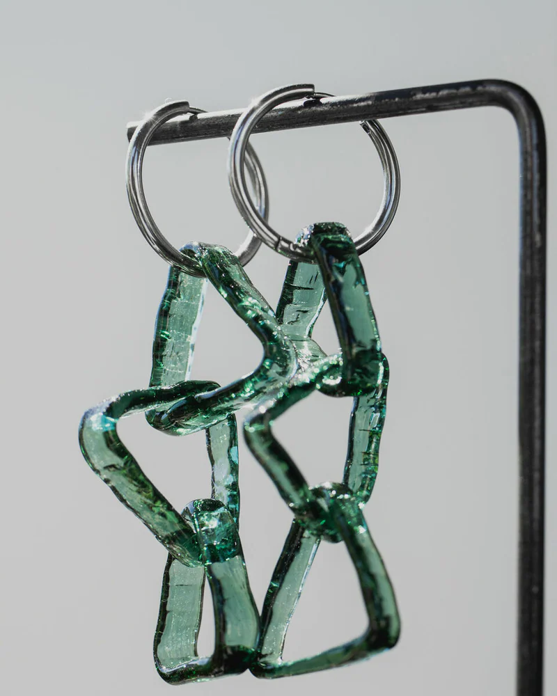 Серьги из стекла Бирюзовые сталактиты