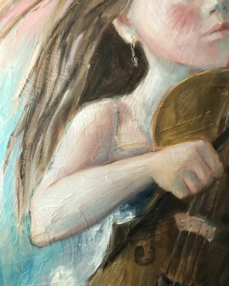 Девочка и скрипка. Картина маслом 40×60 см — 40×60 см
