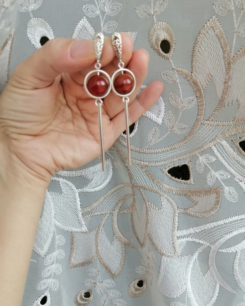 Серьги с сердоликом
