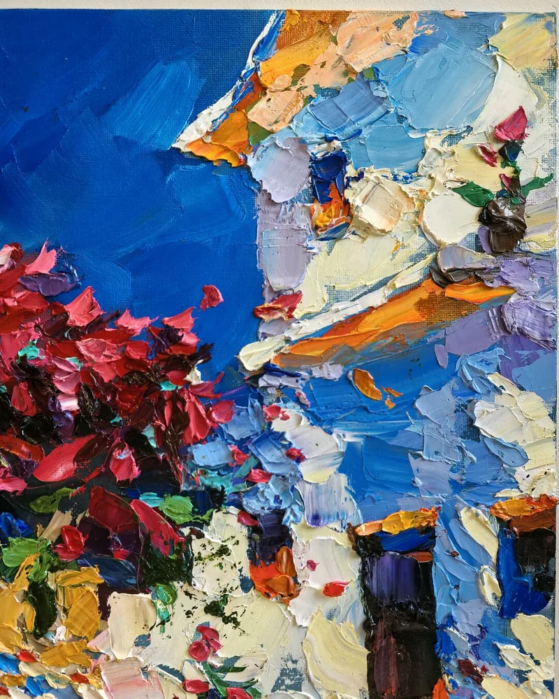 Картина маслом "Летняя жара", 40х40