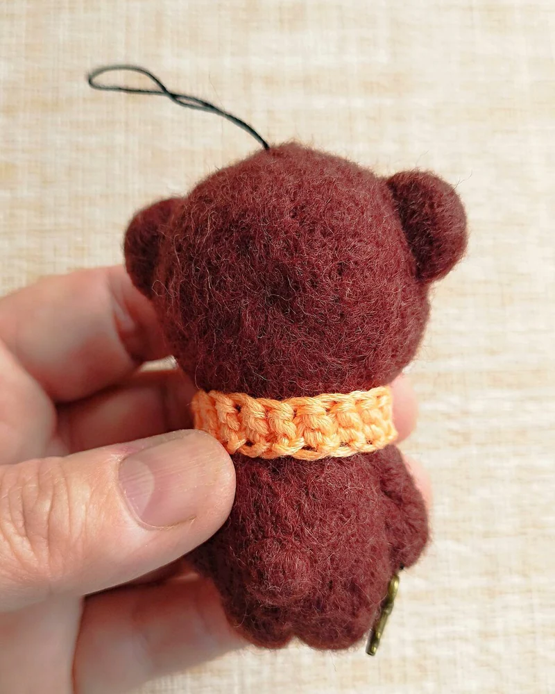 Войлочная игрушка мишка из шерсти, Медвежонок игрушка