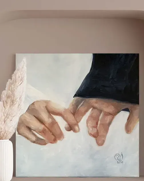 Прикосновение. Картина маслом 30×30 см — 30×30 см