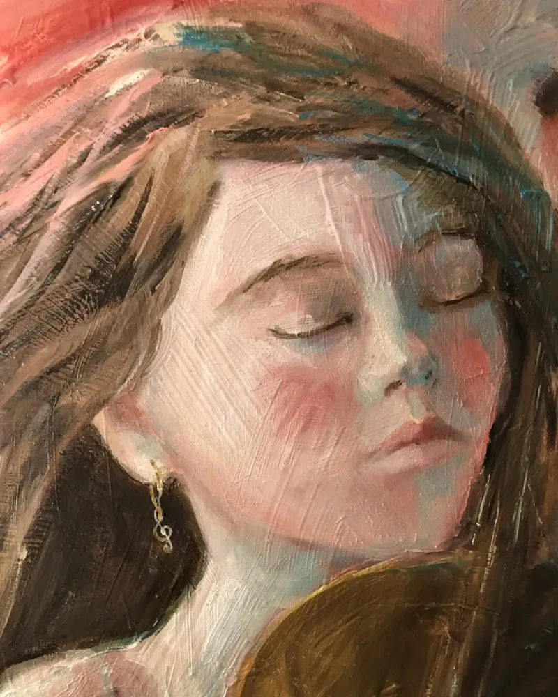 Девочка и скрипка. Картина маслом 40×60 см — 40×60 см