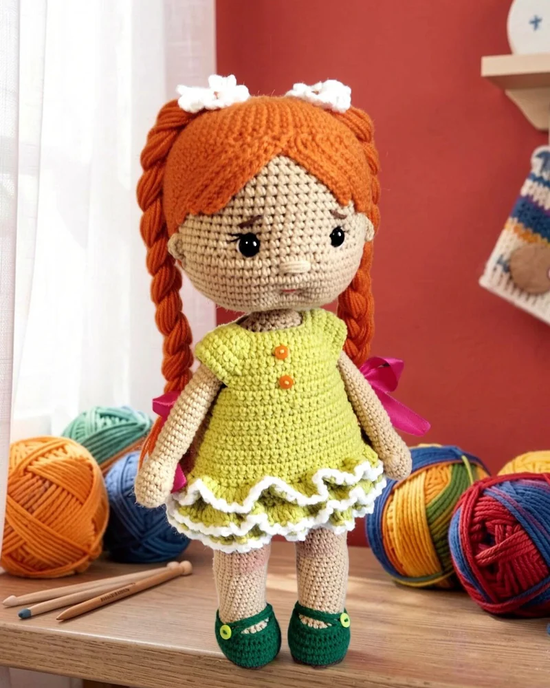 Амигуруми куклы и игрушки: Кукла Даша рыжая