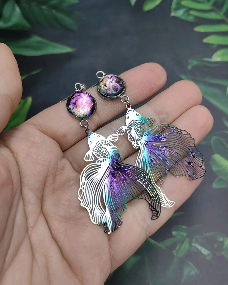 Серьги космические рыбки