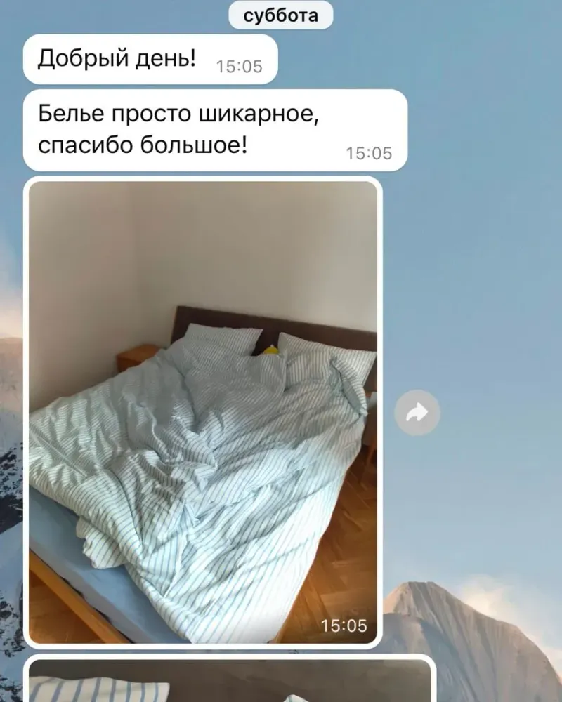 Постельное бельё из варёного хлопка, 100% хлопок, голубая полоска
